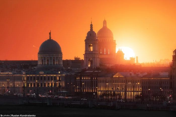 Dawn from the Betancourt Bridge - My, Canon, Town, The photo, dawn, Saint Isaac's Cathedral, Temple, Church