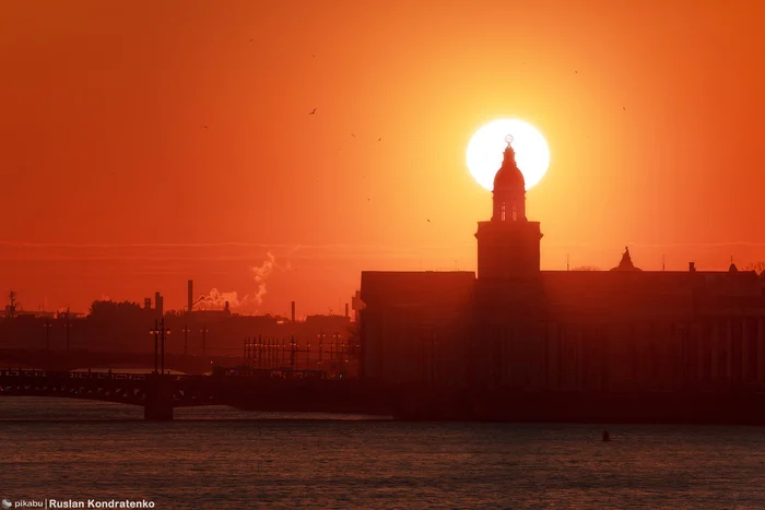 Kunstkamera against the backdrop of the setting sun - My, The photo, Canon, Saint Petersburg, Town, Evening, Kunstkamera, Sunset