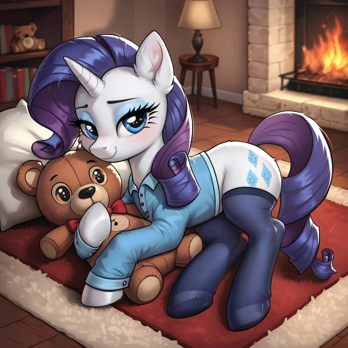 Cute Rarity :3 - Моё, Арты нейросетей, My Little Pony, PonyArt, Rarity, Длиннопост