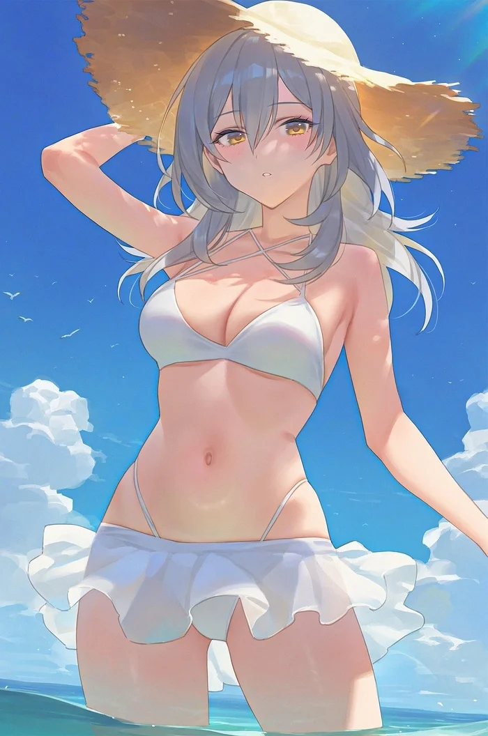 Stella - Anime art, Anime, Girls, Games, Honkai: Star Rail, Stelle (Honkai: Star Rail), Swimsuit, Bikini, Sea