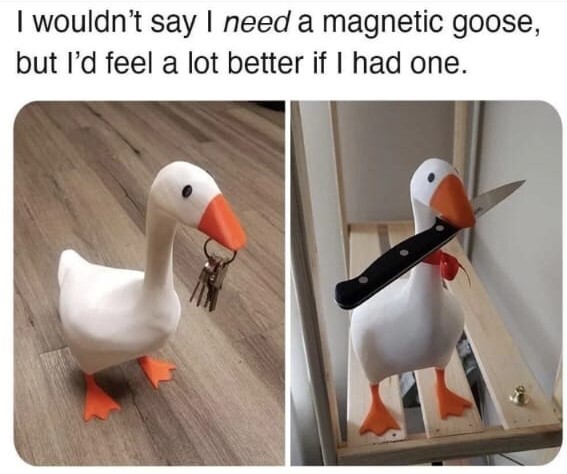 Magnetic Goose Key Holder - Milota, Memes, Picture with text