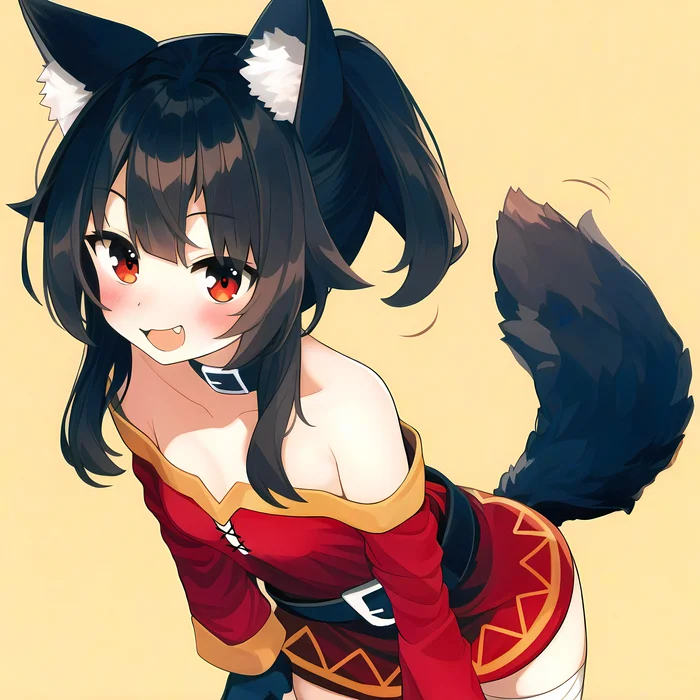 Continuation of the post “Kemono Megumin” - Anime, Anime art, Konosuba, Megumin, Animal ears, Neural network art, Reply to post