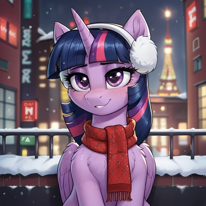 Милая гулёна) - Моё, Арты нейросетей, My Little Pony, PonyArt, Twilight sparkle, Длиннопост