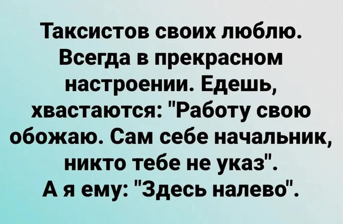 Сам себе начальник - Текст, Такси, Диалог, Ирония