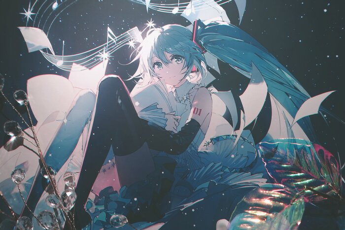 Hatsune Miku #114 , Anime Art, Hatsune Miku, Rella, Vocaloid, ,  , , Zettai Ryouiki, 