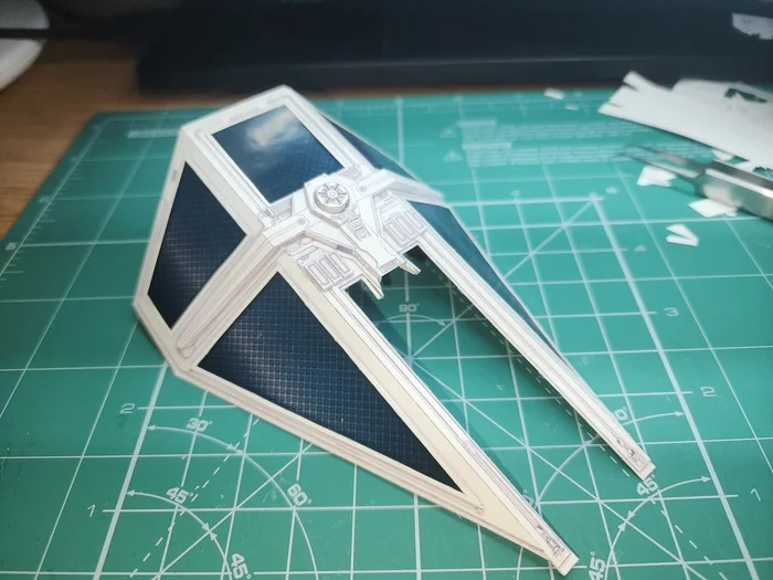 TIE Interceptor. Модель от UHU02 - Моё, Papercraft, Да пребудет с тобой сила, Star Wars, Хобби, Бумага, Поделки, Космос, Фантастика, Моделизм, Своими руками, Рукоделие с процессом, Длиннопост