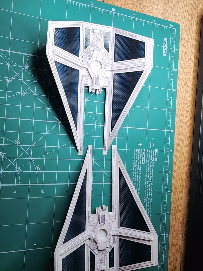 TIE Interceptor. Модель от UHU02 - Моё, Papercraft, Да пребудет с тобой сила, Star Wars, Хобби, Бумага, Поделки, Космос, Фантастика, Моделизм, Своими руками, Рукоделие с процессом, Длиннопост