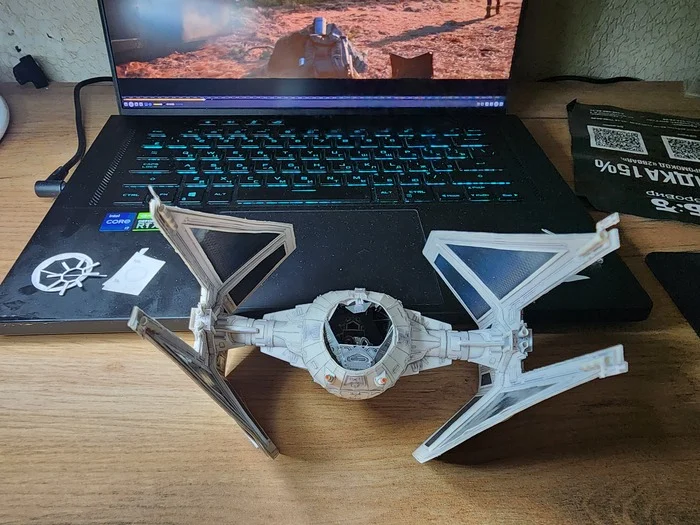 TIE Interceptor. Модель от UHU02 - Моё, Papercraft, Да пребудет с тобой сила, Star Wars, Хобби, Бумага, Поделки, Космос, Фантастика, Моделизм, Своими руками, Рукоделие с процессом, Длиннопост