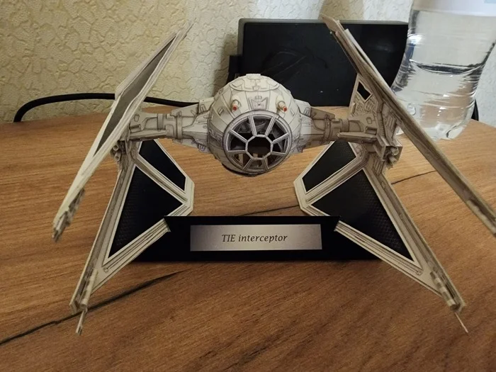 TIE Interceptor. Модель от UHU02 - Моё, Papercraft, Да пребудет с тобой сила, Star Wars, Хобби, Бумага, Поделки, Космос, Фантастика, Моделизм, Своими руками, Рукоделие с процессом, Длиннопост