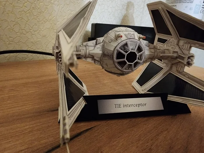 TIE Interceptor. Модель от UHU02 - Моё, Papercraft, Да пребудет с тобой сила, Star Wars, Хобби, Бумага, Поделки, Космос, Фантастика, Моделизм, Своими руками, Рукоделие с процессом, Длиннопост