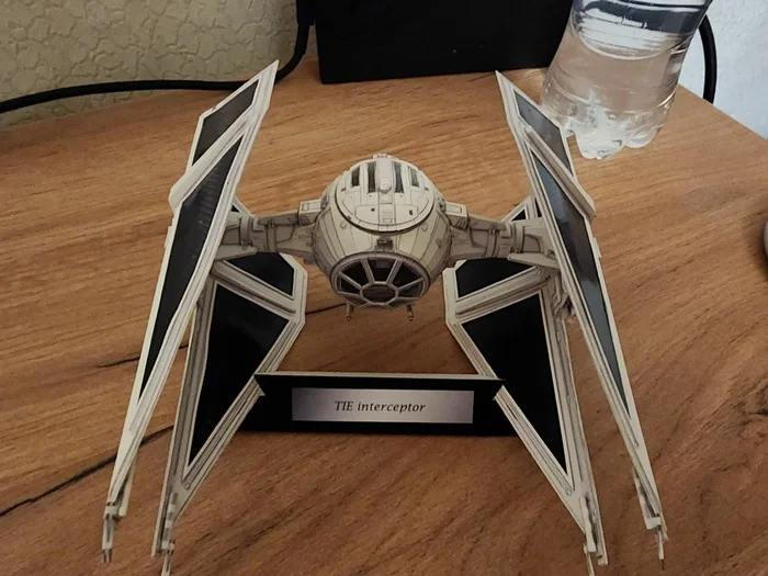 TIE Interceptor. Модель от UHU02 - Моё, Papercraft, Да пребудет с тобой сила, Star Wars, Хобби, Бумага, Поделки, Космос, Фантастика, Моделизм, Своими руками, Рукоделие с процессом, Длиннопост
