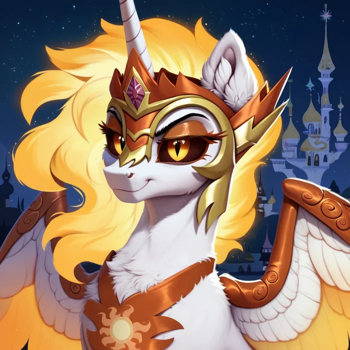 This city is MINE! - Моё, Арты нейросетей, My Little Pony, PonyArt, Daybreaker, Длиннопост