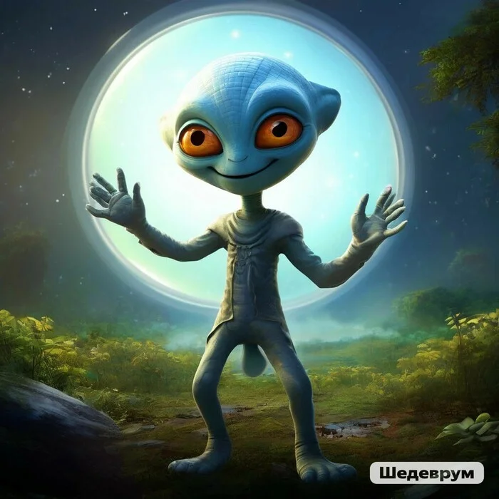 Cute alien created by AI - My, Aliens, Milota, Humor, Handsome, Neural network art