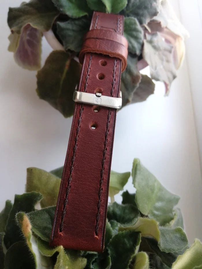 Wenger watch strap. Leather strap 22 mm - My, Watch strap, Strap, Accessories, Needlework without process, Leather products, Wrist Watch, Clock, Male, Peterhof, Longpost