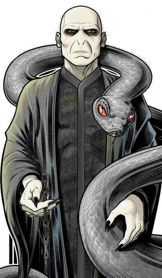 Voldemort with his favorite snake - Art, Voldemort, Harry Potter, Nagini, Snake, Portrait