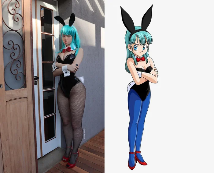 Косплей на Bunny Bulma - Bulma, Bunnysuit, Bunny Ears, Cute Bunny, Девушки, Женщины, Аниме, Анимешники, Косплей, Косплееры, Азиатка, Длиннопост, Фотография