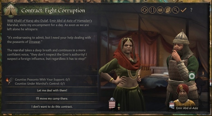 Согласившись помочь маршалу, можно увидеть, что нам нужно разобраться только с одним графством, чтобы выполнить контракт.