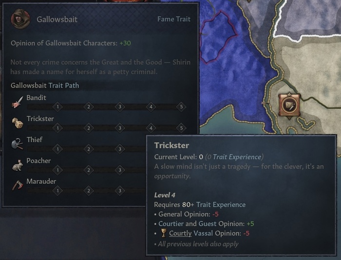 У висельника много разных направлений, каждое отражающее отдельную категорию преступлений, которое безземельный искатель приключений может совершить.