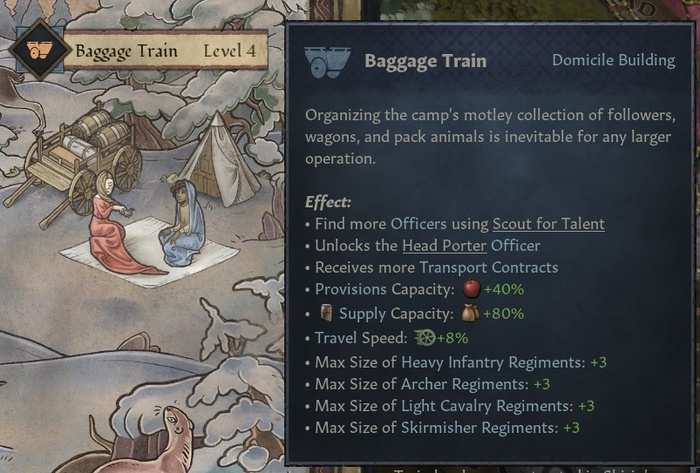 В лагере есть семь различных сооружений, а также центральный павильон.