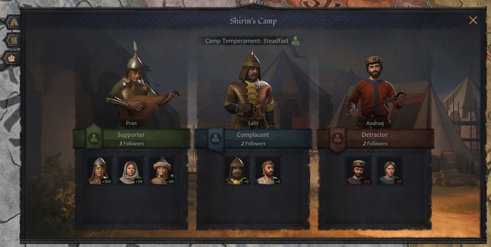 Ваши спутники в лагере выражают своё мнение с помощью модификаторов.