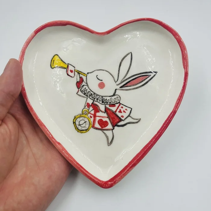 My - My, Ceramics, Plate, Handmade, Alice in Wonderland, Rabbit, Drawing, Longpost