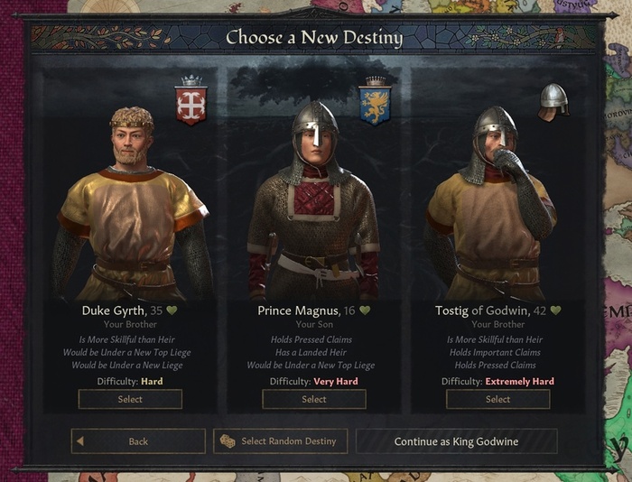 На экране «Выбора новой судьбы» игрок может выбрать безземельного персонажа и стать авантюристом.