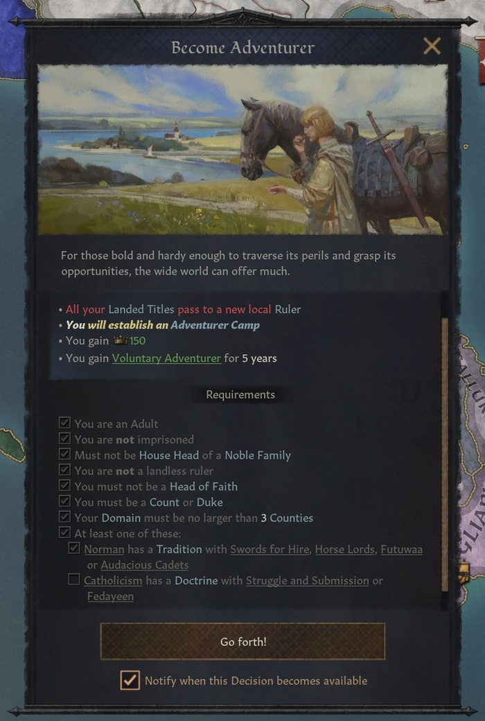 Решение о становлении авантюристом для мелких правителей.