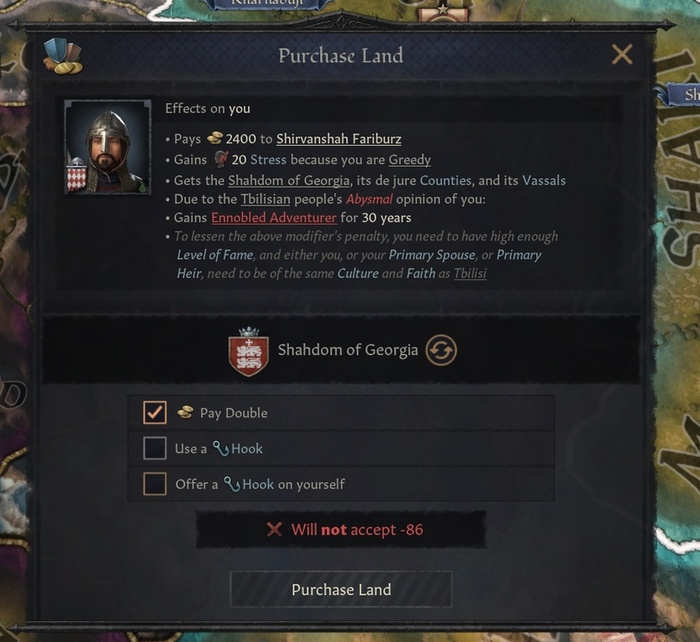 Авантюристу трудно купить ценные владения у небольшого правителя, даже предложив небольшое состояние.