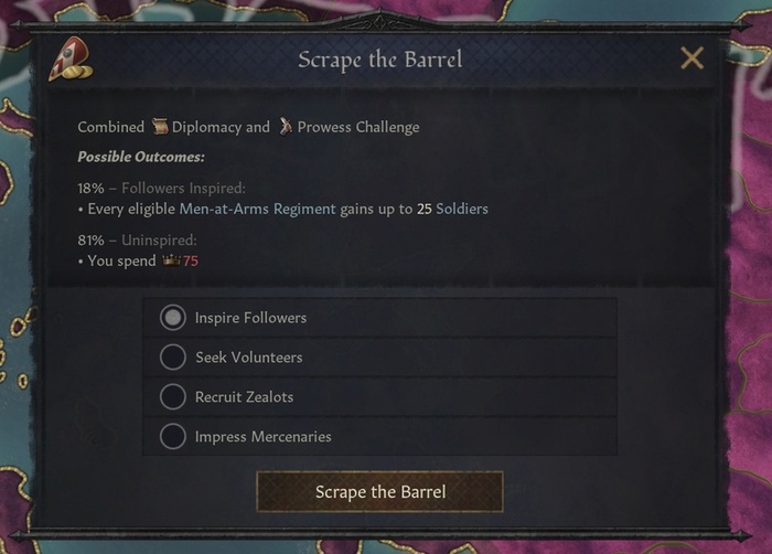Обедневшие наёмники могут попробовать альтернативные методы, чтобы собрать солдат.