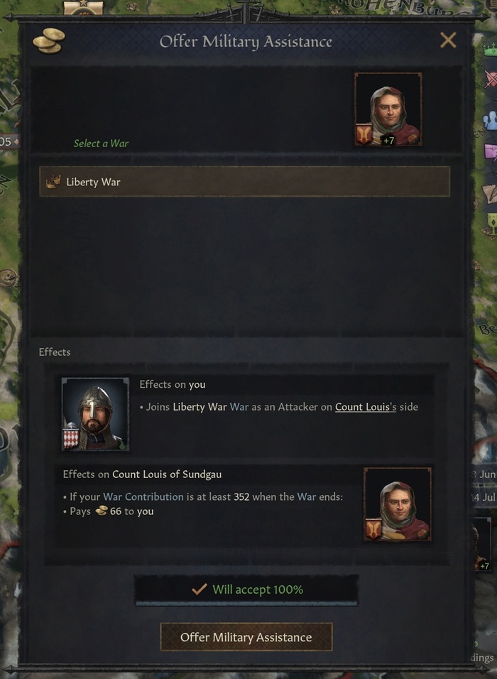 Наёмник предлагает свои услуги правителю, который ещё не разместил контракт.