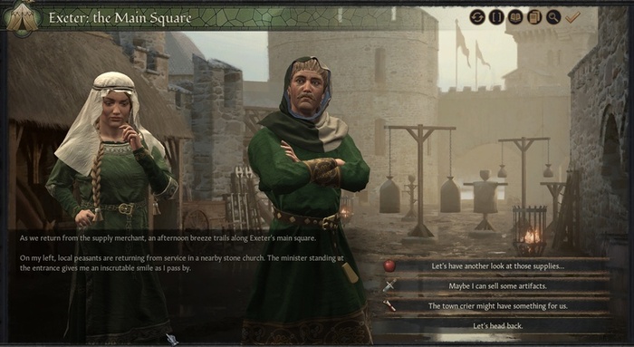 Завершив свои дела на рынке, авантюрист возвращается на главную площаль Эксетера.