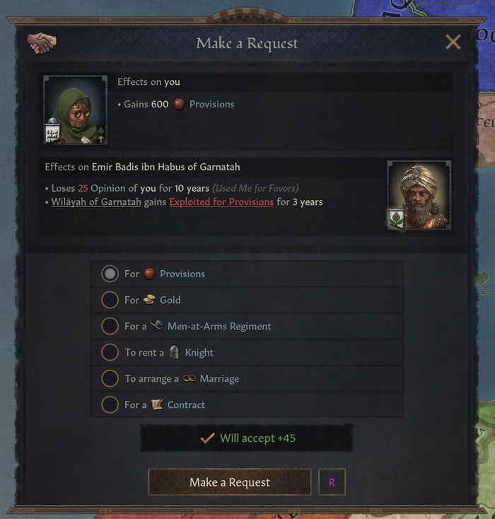 Авантюрист выпрашивает припасы от одного из своих патронов