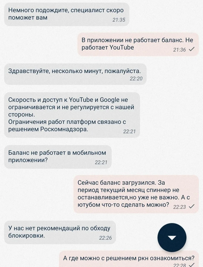 Sorry, but again about blocking - Blocking youtube, Blocking, Roskomnadzor, Youtube, Longpost, Correspondence, Screenshot, A wave of posts