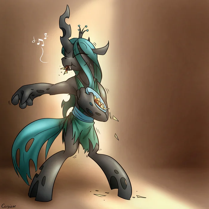 Satisfied beetle - My little pony, PonyArt, Queen chrysalis, Anthro