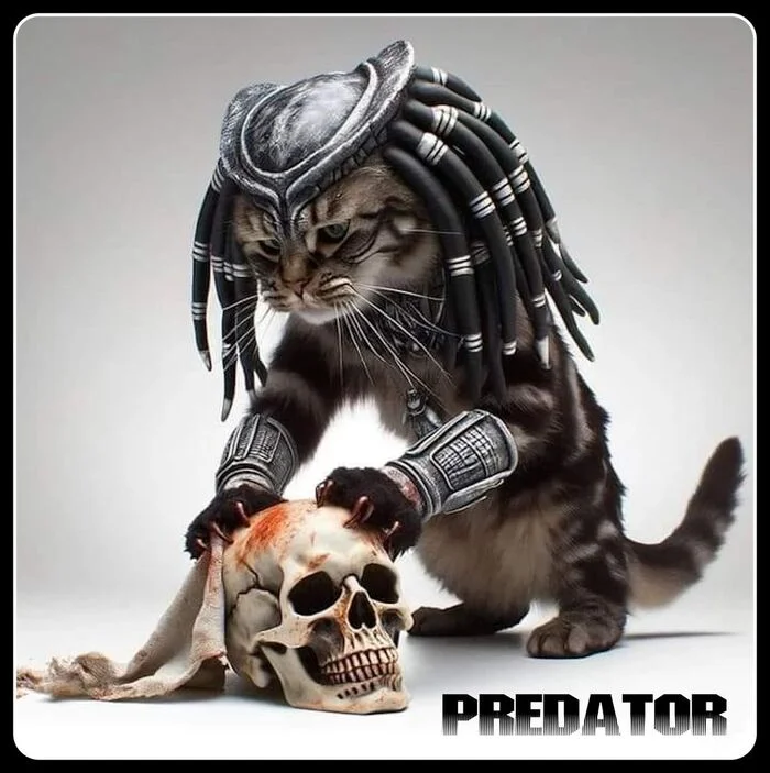 Well, leather, have you finished your game? ))) - Predator (film), cat, Scull