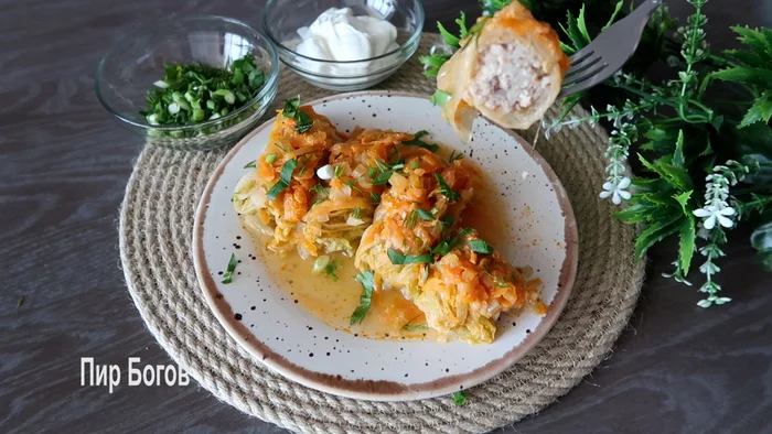 Tender cabbage rolls from Chinese cabbage - My, Recipe, Serving dishes, Food, Cabbage rolls, Second, Dinner, Dinner, Longpost