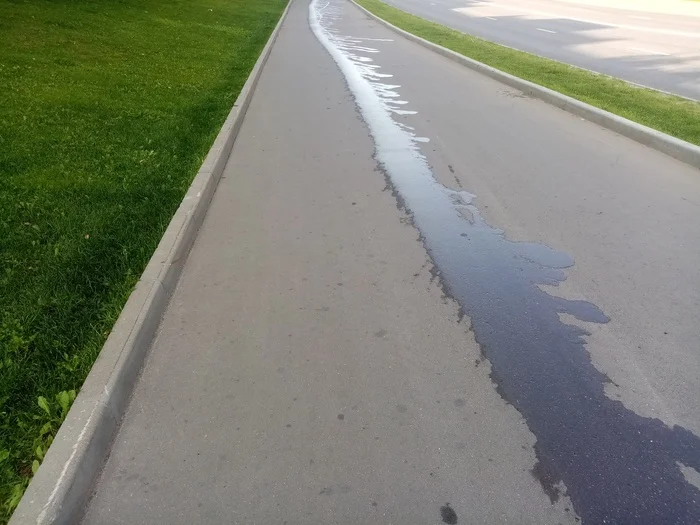 Guys, we came here to one of the districts of Moscow and we can’t understand what this new technology for washing paths is. Maybe you know? - My, Question, Ask Peekaboo, Moscow, Housing and communal services, Capital, Sergei Sobyanin