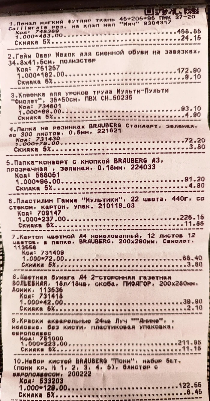 Preparing for school, while the office and shoe bag - My, September 1, School, Spending, Chancery, Children, Happiness, Prices, Receipt, Longpost