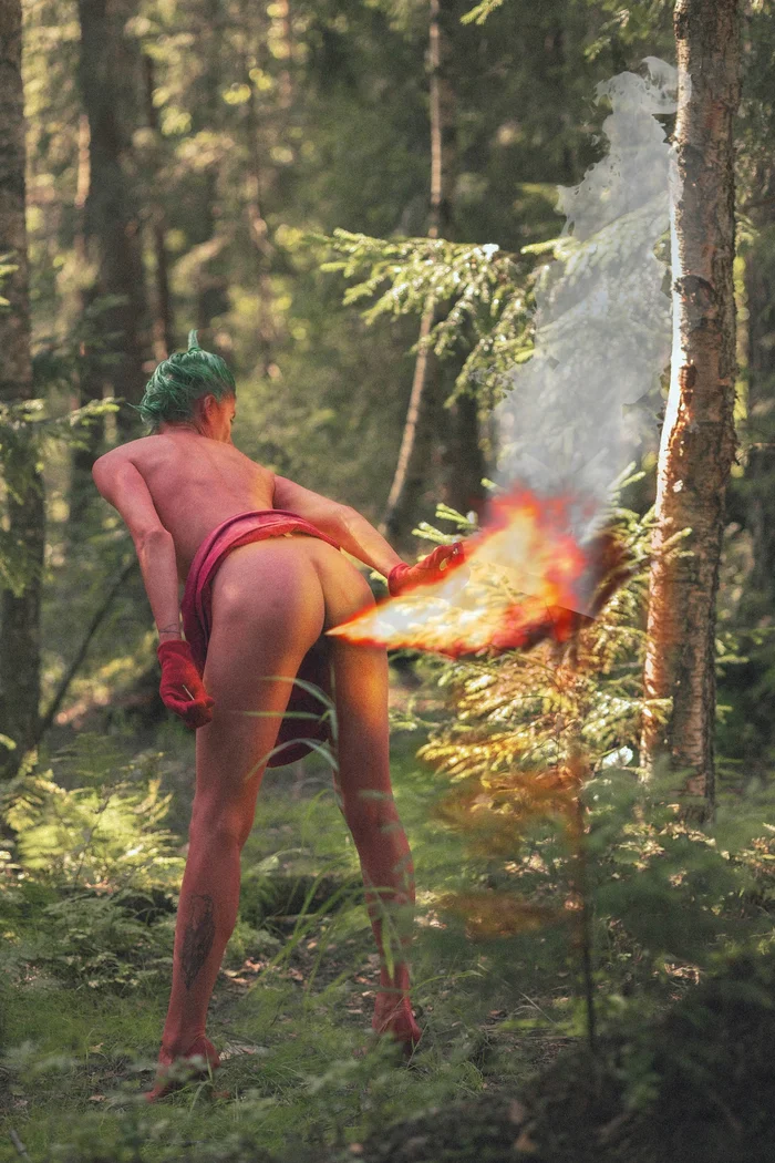 Pepper - My, Photographer, The photo, PHOTOSESSION, Professional shooting, Fashion model, Helmut Newton, Pepper, Fire, Forest, Longpost