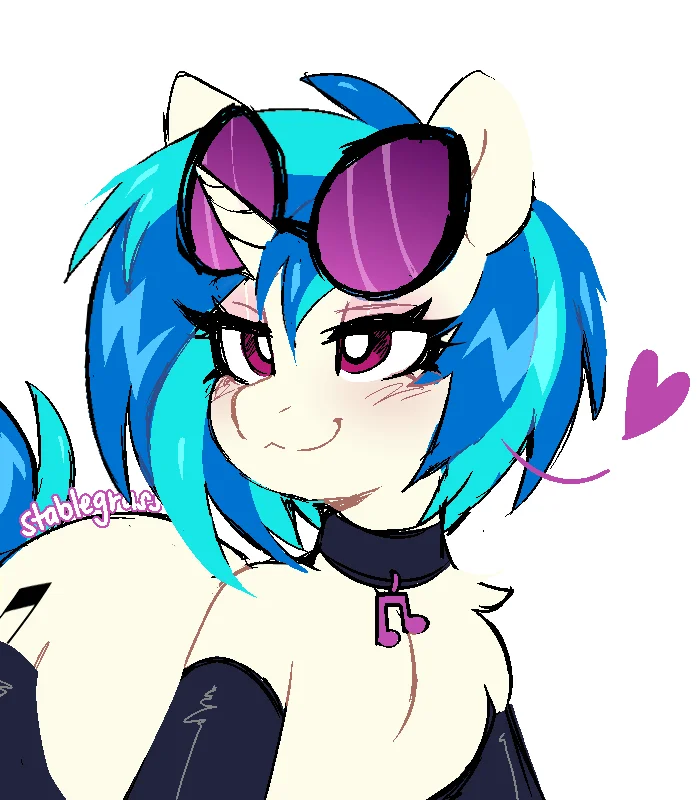 In a collar - My little pony, PonyArt, Vinyl scratch