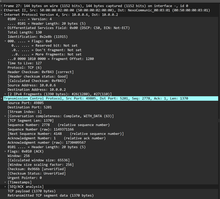 Второй фрагмент исходного IP-пакета