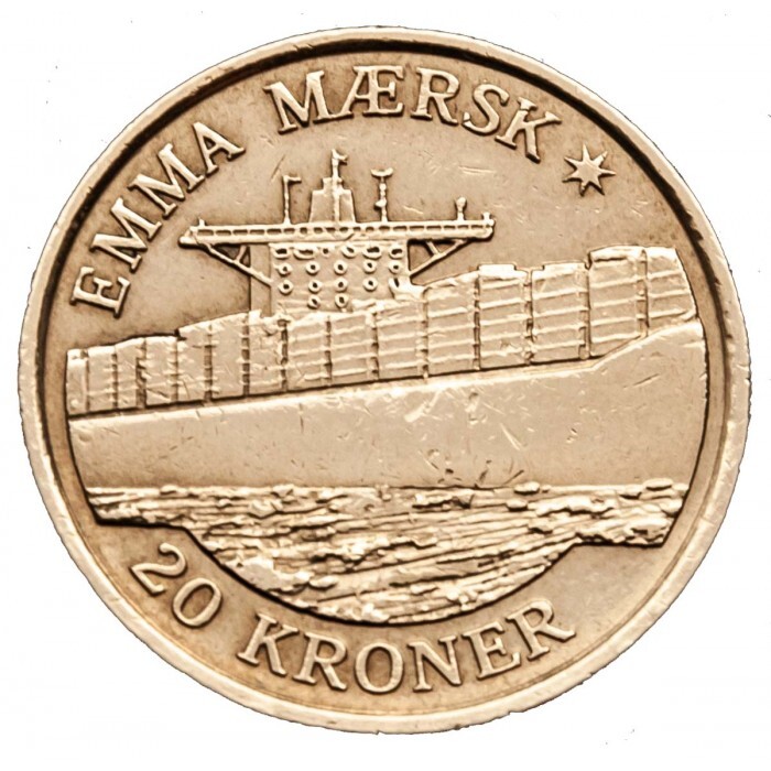 Ships on coins. Emma Maersk - Denmark - My, Numismatics, Coin, Nikon, Europe, Ship, Denmark, The photo, Sea freight, Longpost