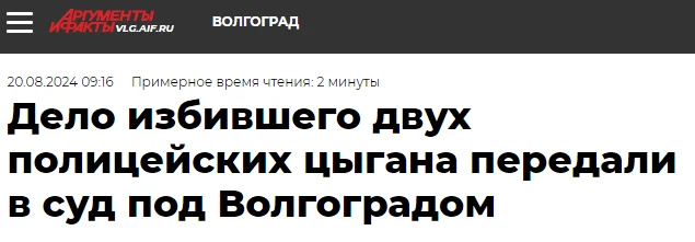 Под Волгоградом пьяному цыгану грозит 5-летний срок за избиение полицейских - Негатив, Преступление, Нападение, Уголовное дело, Цыгане, Иловля, Волгоградская область, Полиция, Избиение, Скриншот