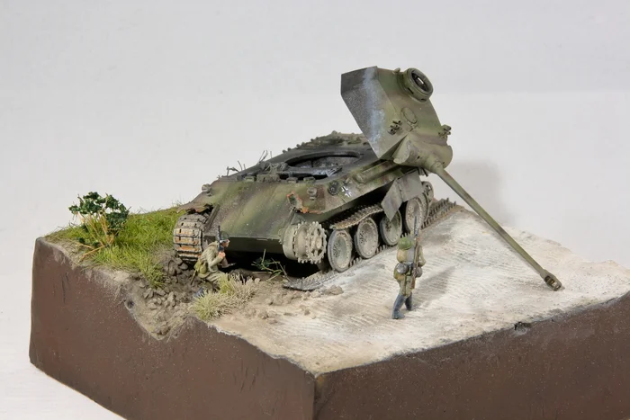 The roads of victory - My, Collecting, Stand modeling, Scale model, Modeling, Military equipment, The Second World War, Panther, Tanks, Diorama, Miniature, Painting miniatures, Longpost