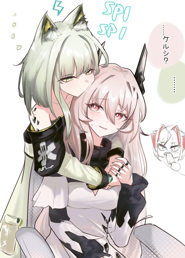 Kal'tsit & Theresa Anime Art, , , Arknights, Kaltsit, Theresa (Arknights), W (Arknights), Animal Ears, , , Twitter ()