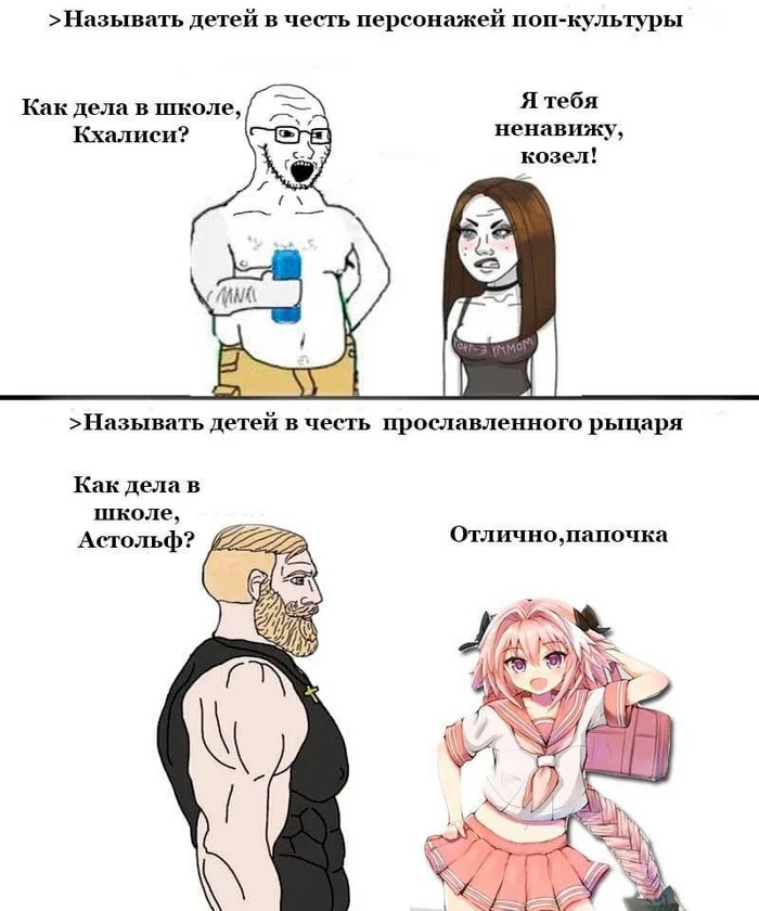 Сделай мудрый выбор - Аниме, Аниме мемы, Картинка с текстом, Astolfo, Wojak, Nordic Gamer, Its a trap!