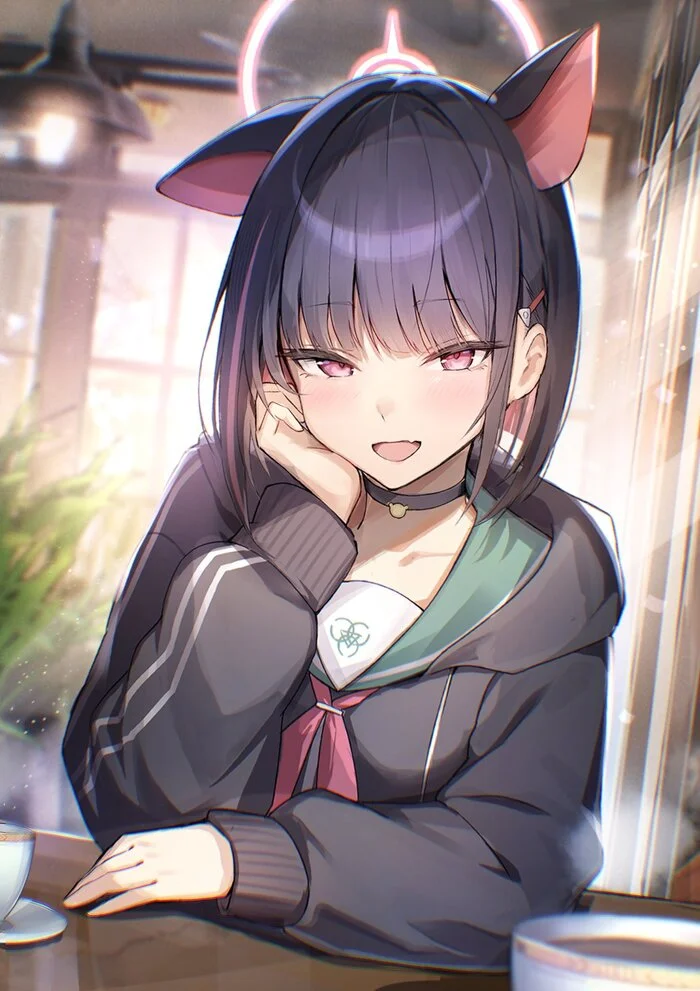 Date with Kazusa - Anime art, Anime, Blue archive, Kyouyama Kazusa, Animal ears, Twitter (link)