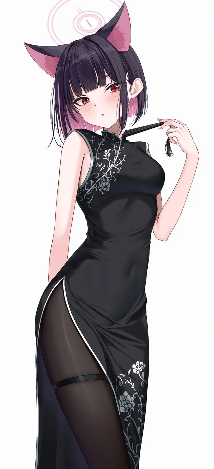 Incident in qipao - Anime art, Anime, Blue archive, Kyouyama Kazusa, Animal ears, Qipao, Twitter (link), Longpost