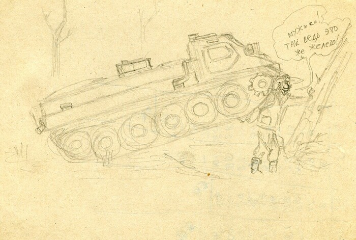 Моя карикатура на Вовку из 1988 года.