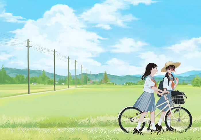 The way home - Anime, Anime art, Original character, Seifuku, Schoolgirls